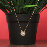 Gold Plated Rotating Clover Flower Stud Mother of Pearl Pendant With Chain